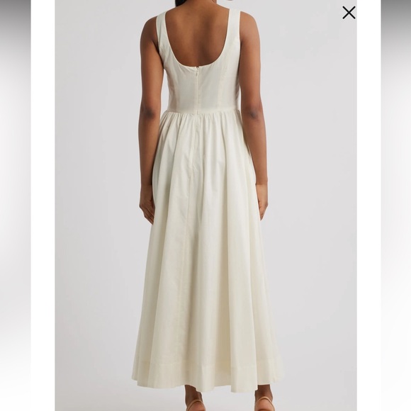 Wayf Ivory Bria Boatneck Cotton Dress with Gathered Waist - Picture 2 of 7